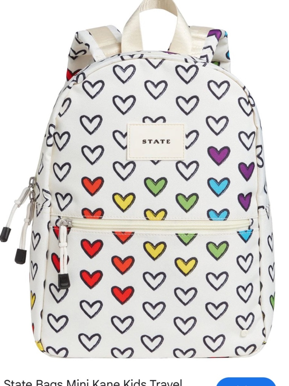STATE White Kids Backpack with Multicolor Heart Print
